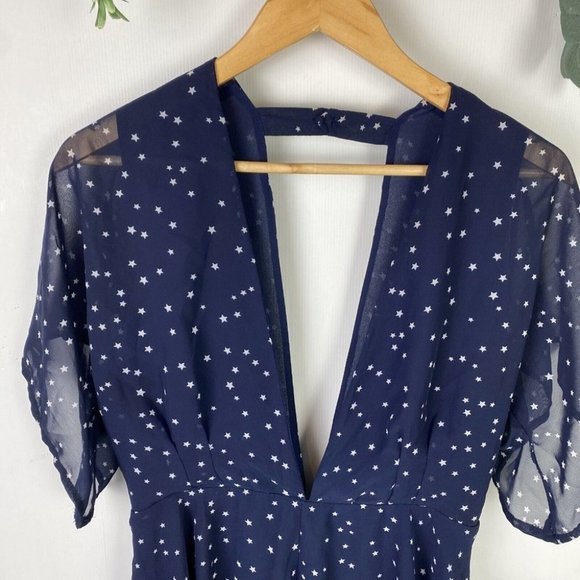 Lioness Size M Playsuit Romper Low Cut front & Back Navy Stars Party - Picture 2 of 11